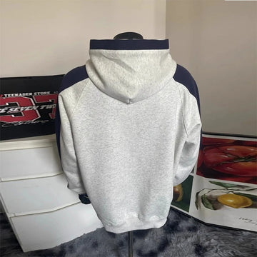 New American Retro Men's Hooded Sweatshirt Casual Harajuku Navy Patchwork Long Sleeve Pullover Autumn High Quality Hoodies M-3XL